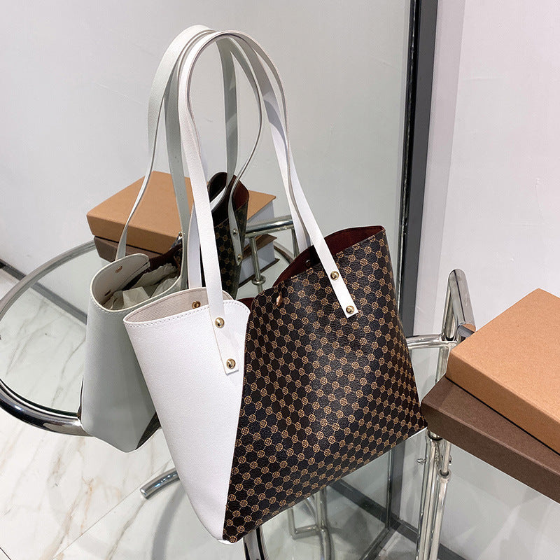 Women's Trendy Fashion Cool Contrast Color Tote Bags