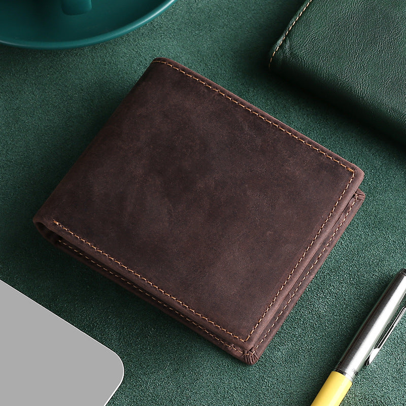 Men's Leather Vintage Crazy Horse Business Fashion Men's Wallet