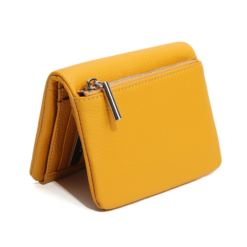First Layer Cowhide Unisex Thin Section Zipper Convenient Ladies Wallet