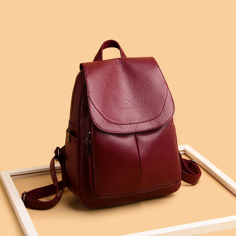 Women's Summer Fashion Soft Leather Large Capacity Backpacks