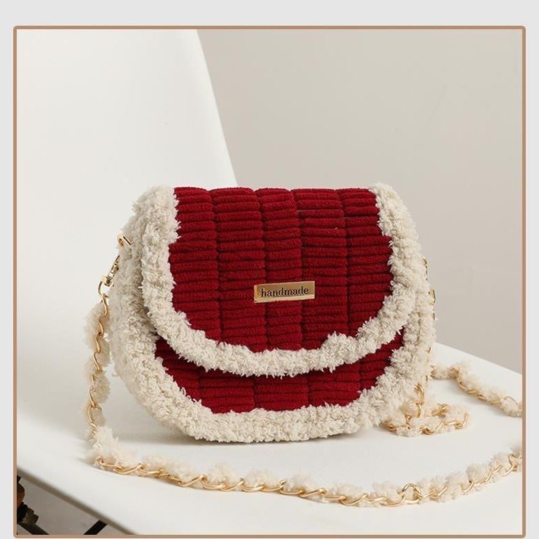 Women's Finished Hand-woven Material Kit Couple Girlfriends Gift Grid Women's Messenger Bag