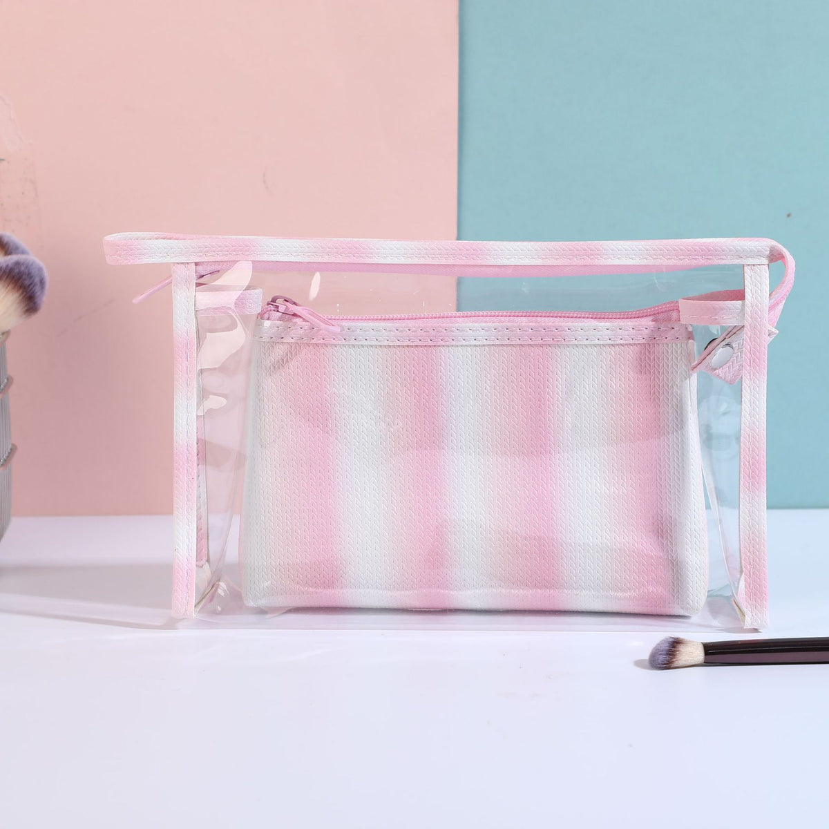 Transparent Striped Rainbow Portable Storage Wash Bags