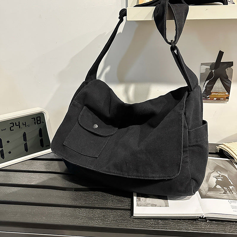Women's Washed Canvas Literary Retro Large Capacity Women's Messenger Bag