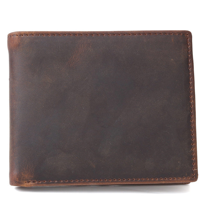 Men's Retro Crazy Horse Leather Sier Horizontal Men's Wallets