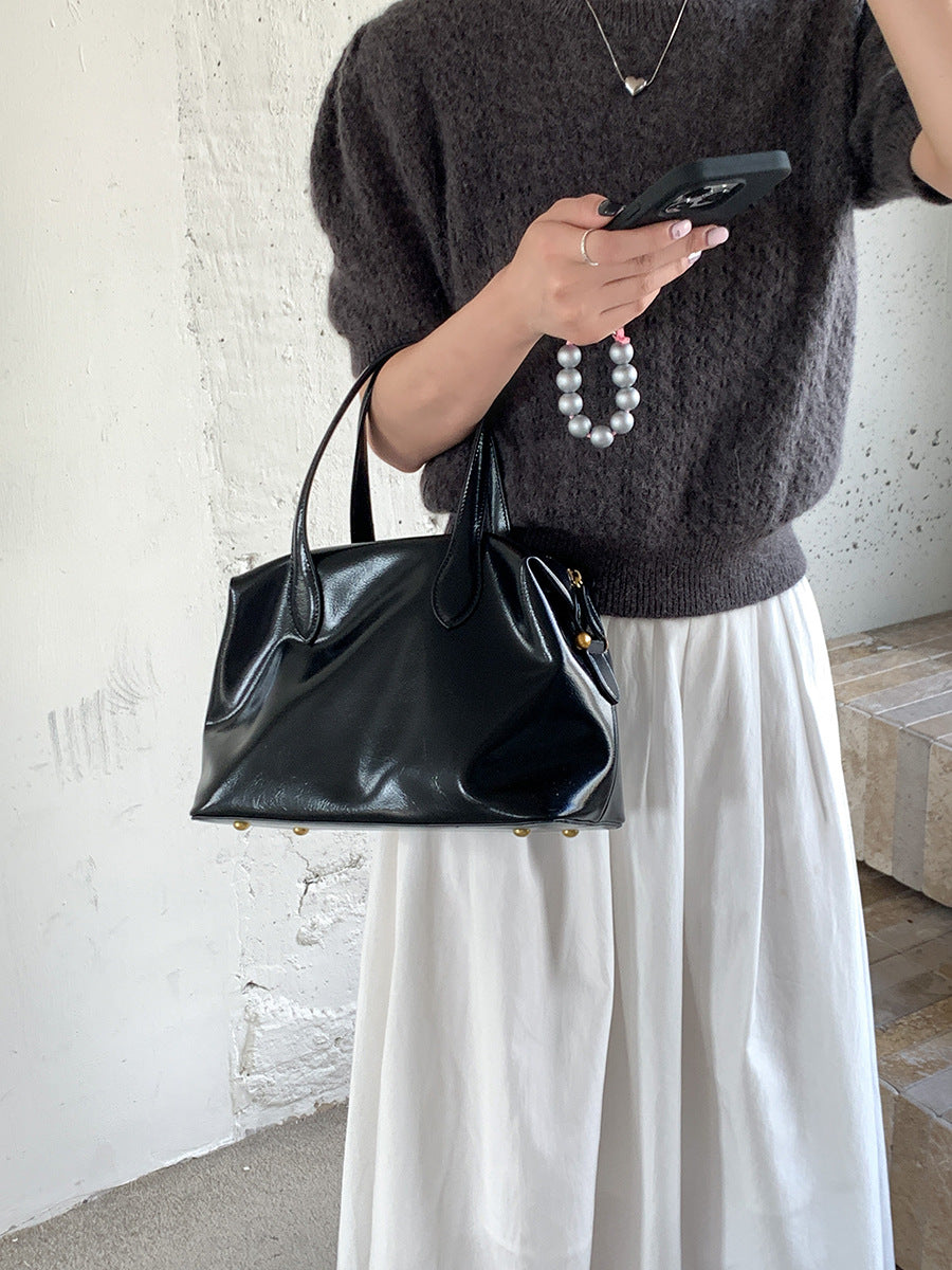 New High-grade Large Capacity Zipper Leather Handbags