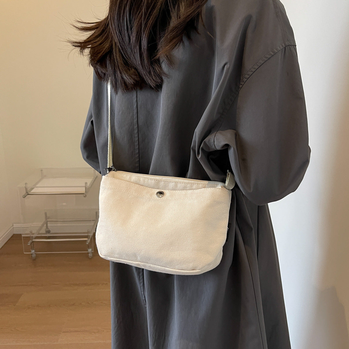 Canvas Mobile Simple Solid Color Cloth Women's Messenger Bag