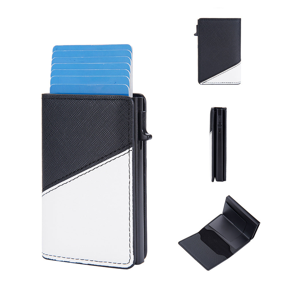 Men's Contrast Color Side Push Aluminum Box Card Holder