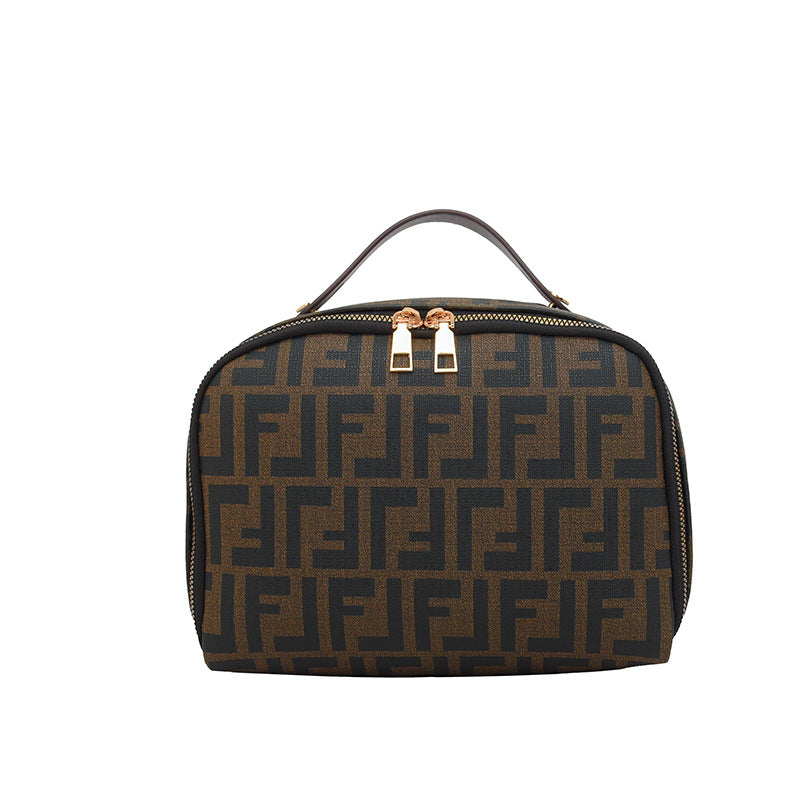 Letter Leather Cosmetics Storage Portable Hand Makeup Bag