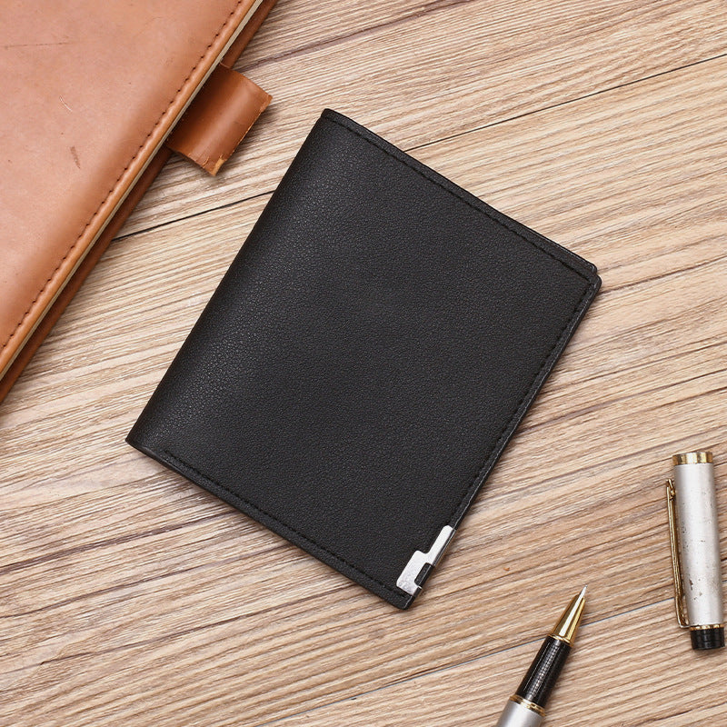 Men's Korean Style Blue Iron Edge Horizontal Vertical Card Holder