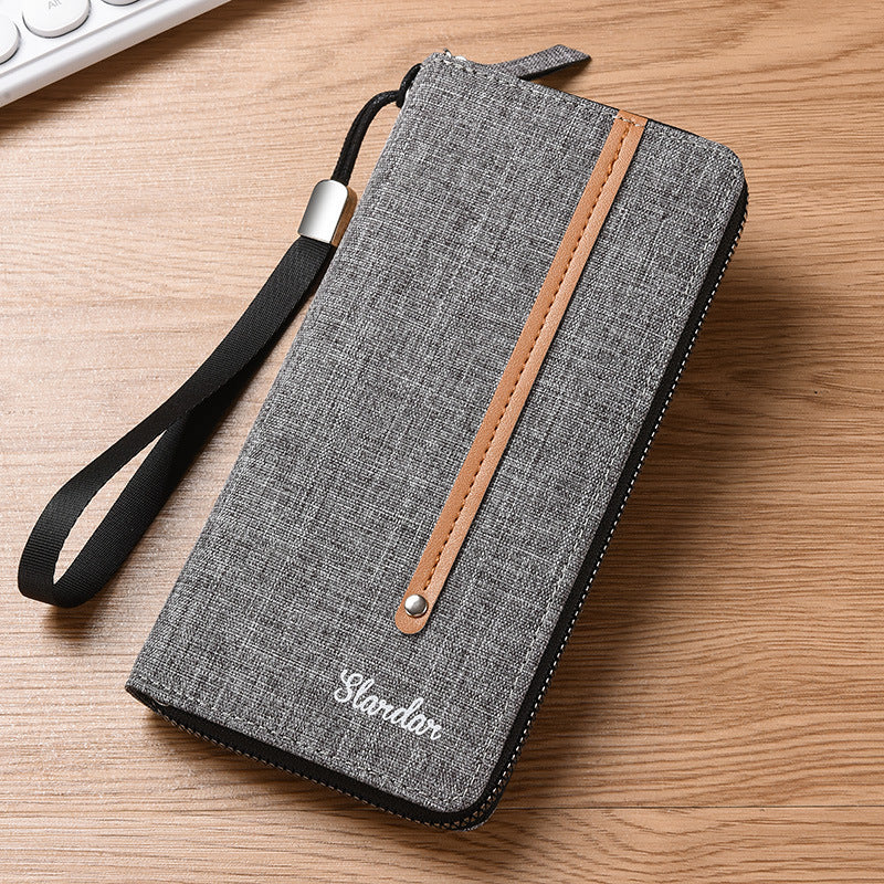 Men's Canvas Long Large Capacity Korean Style Men's Wallet