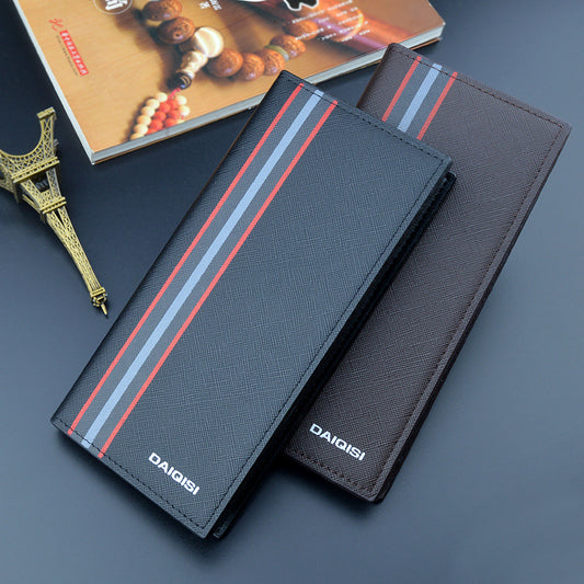 Men's Long Type Clutch Vertical Green Multiple Slots Large Capacity Men's Wallets