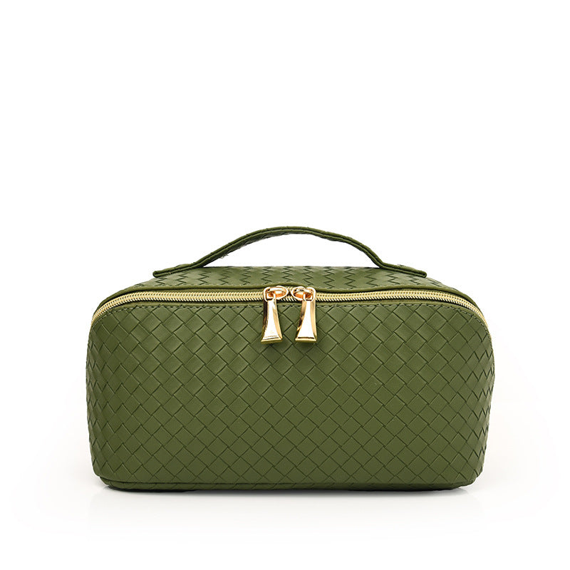 Woven Pattern High-grade Simple Large Capacity Storage Portable Tile Makeup Bag
