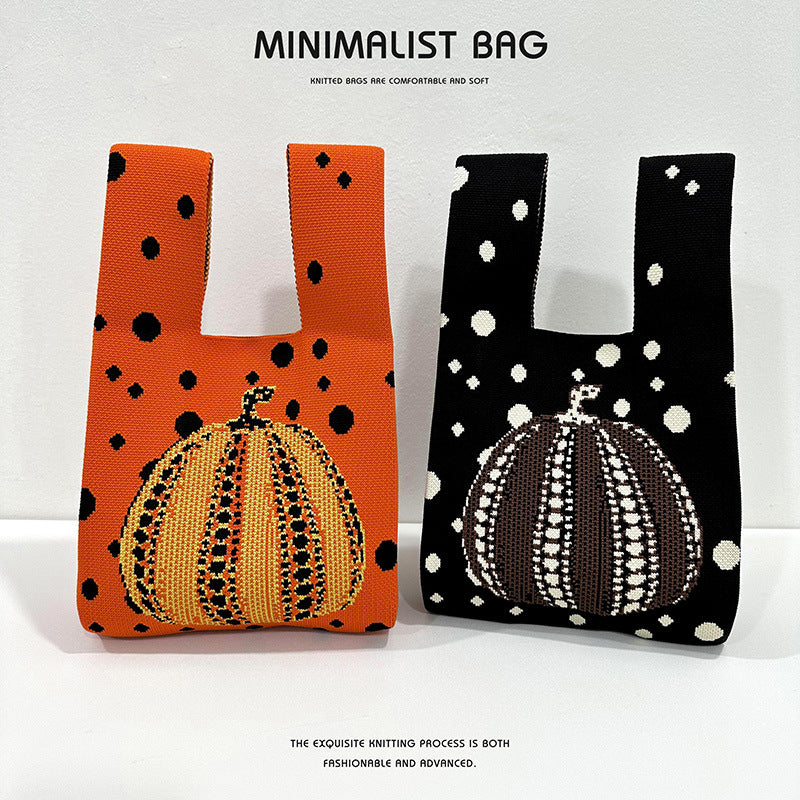 Women's Pumpkin Knitted For Versatile Large Capacity Handbags