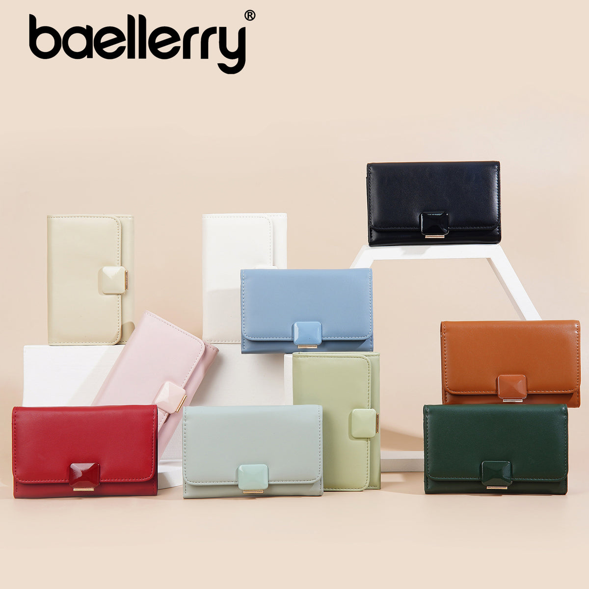 Women's Korean Style Multiple Slots Zipper Mid-length Coin Purses