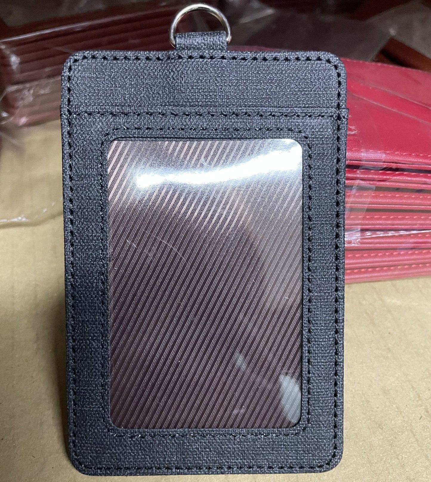 Work Imitation Leather Badge Permit Cover Card Holder