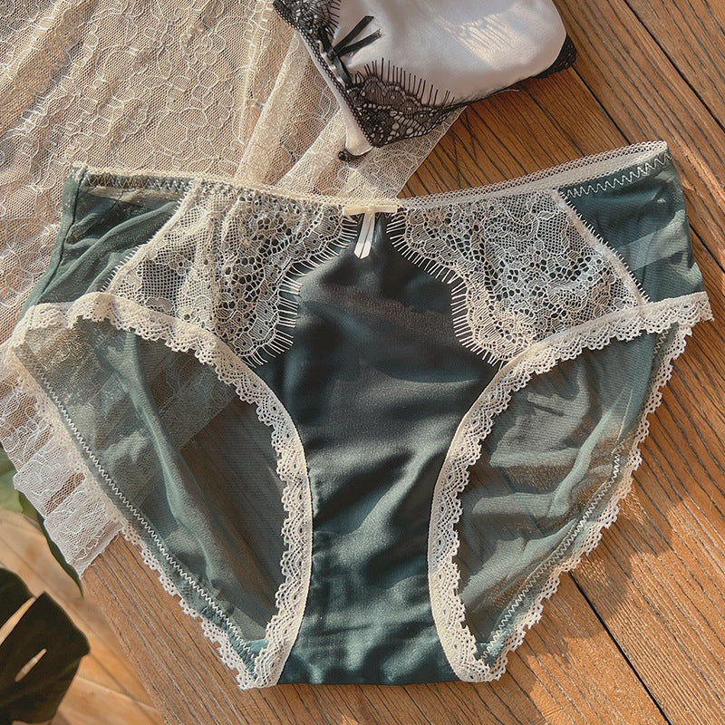 Women's Retro High Luxury Lace Underwear French Eyelash Stitching Panties
