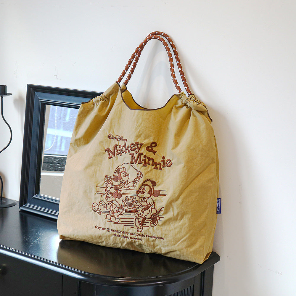 Nylon Embroidered Fashion Niche Large Capacity One Shopping Bags
