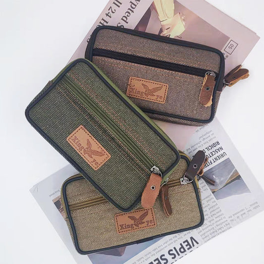 Men's Canvas Horizontal Vertical Wrist Hanging Mobile Men's Waist Packs