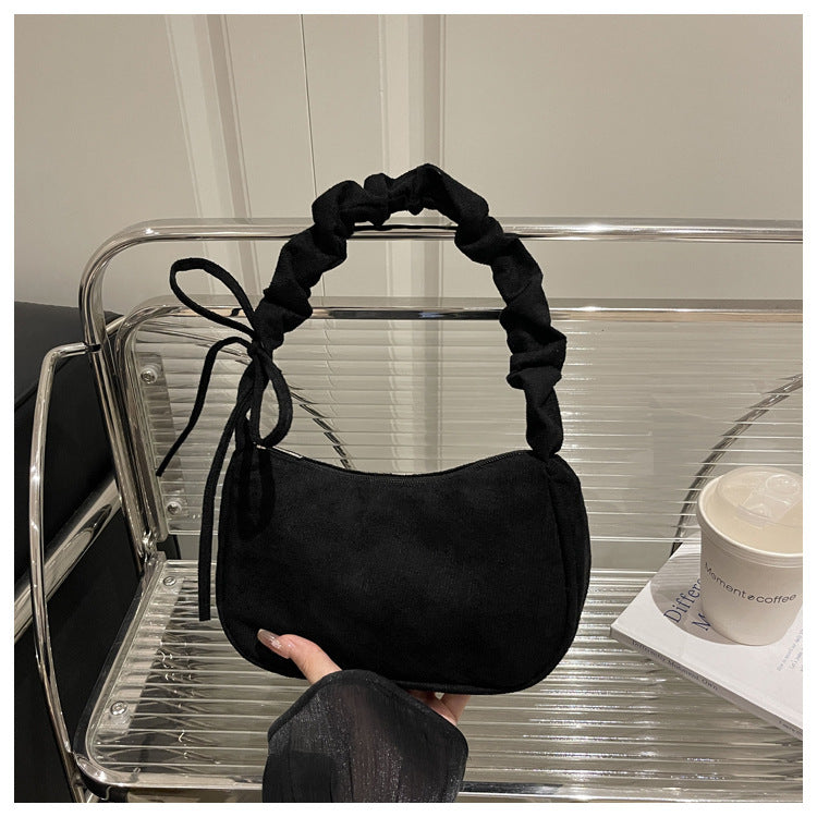 Women's Color Simple Suede Elegant Underarm Crescent Women's Shoulder Bag