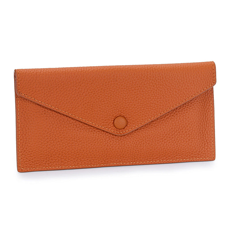 Women's First Layer Cowhide Long Leather Large Ladies Wallet