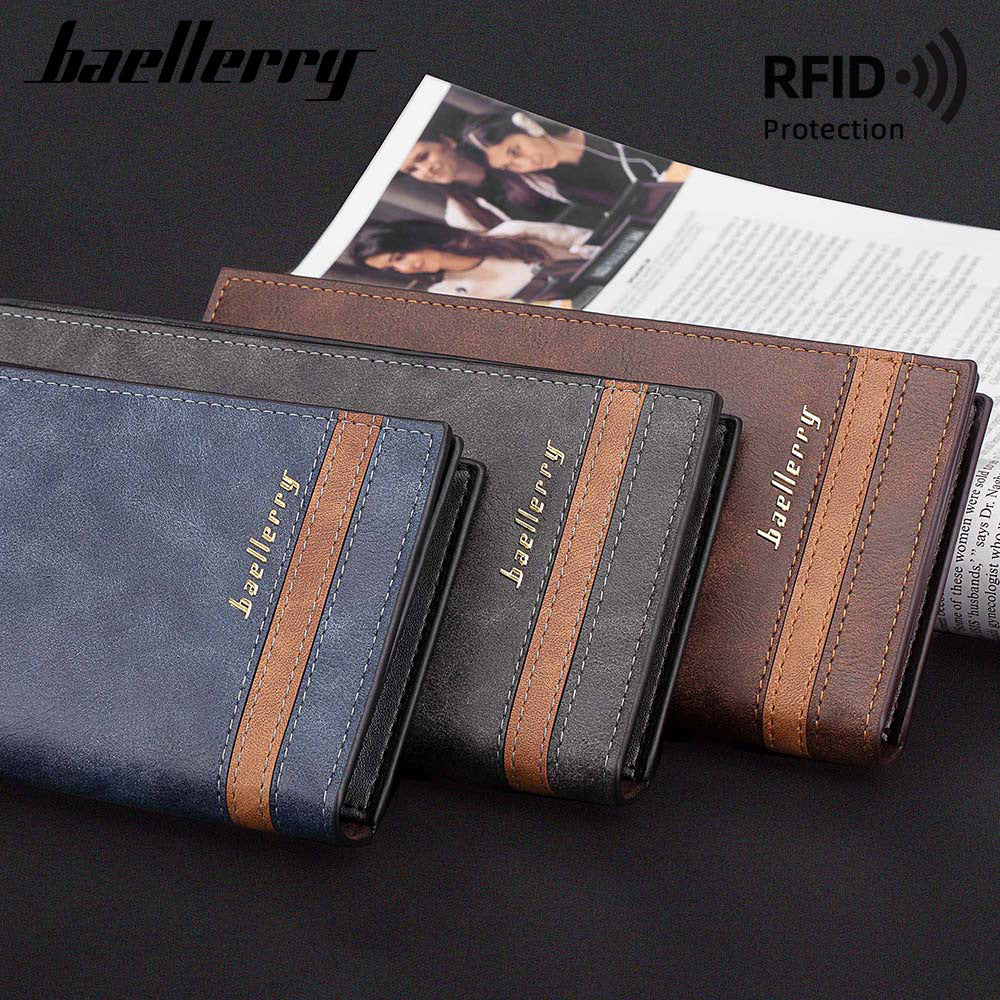 Men's Retro Frosted Long Multiple Slots Zipper High Sense Purses