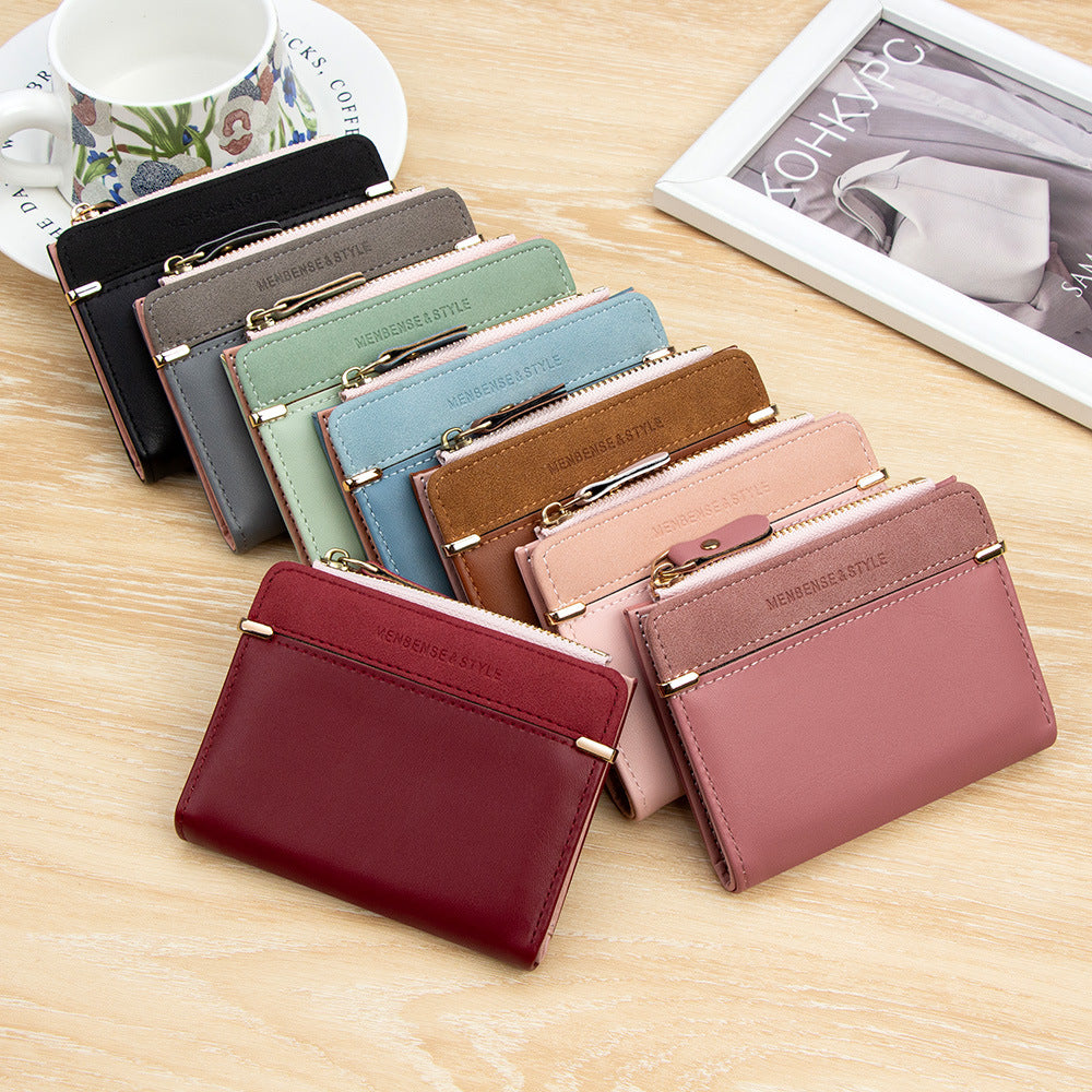 Elegant Women's Korean Simple Zipper Short Coin Purses