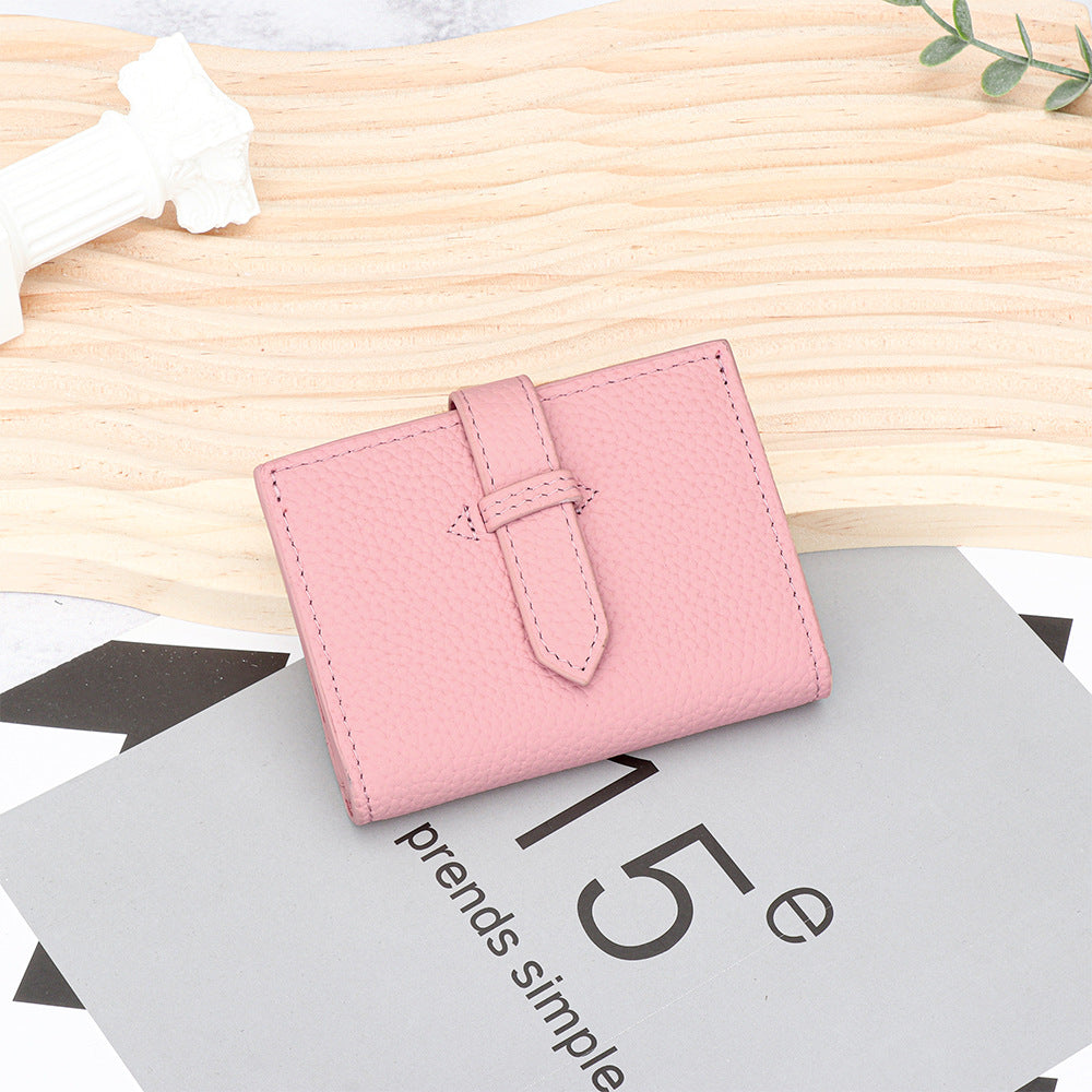 Versatile Women's Leather Mini Fold Short Ladies Wallet