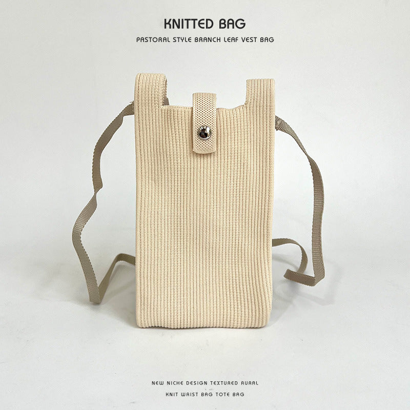 Elegant Solid Color Niche Knitted Korean Phone Bags