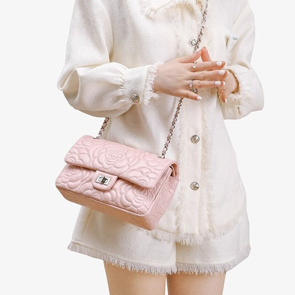 Women's Color Classic Style Chain One Genuine Leather Embroidered Fashion Plaid Bags