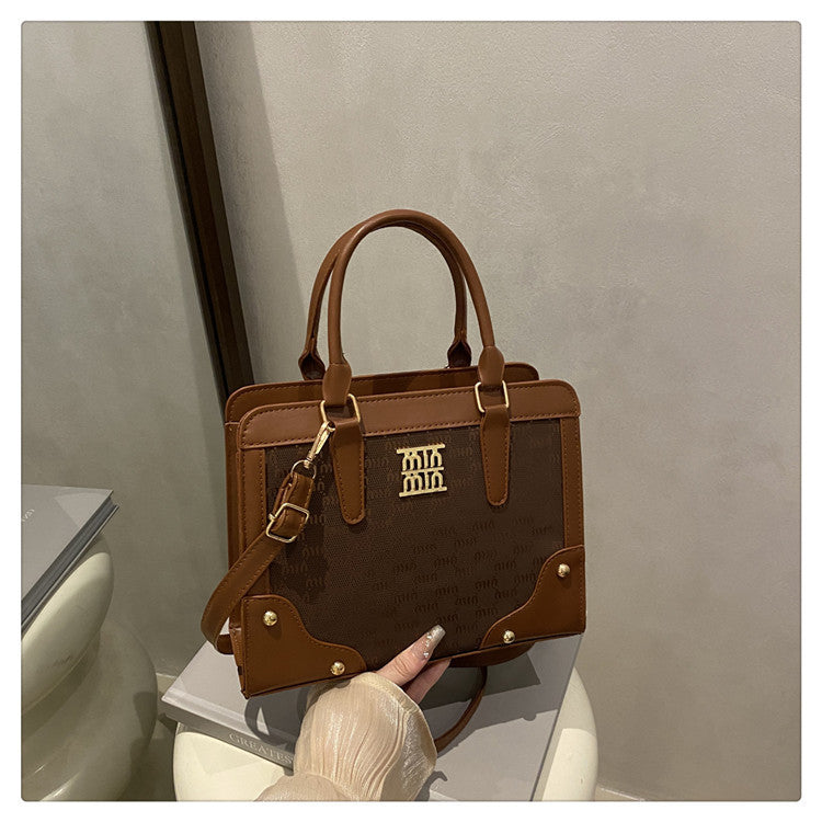 Elegant Mother Daughter Retro Large Capacity Trendy Beautiful Stitching Women's Shoulder Bag