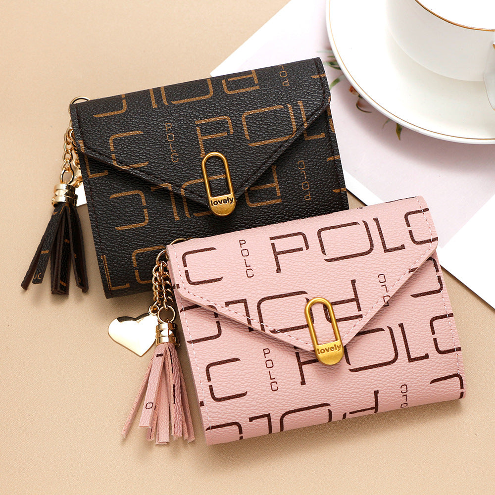Women's Korean Style Short Tassel Printed Letter Ladies Wallet