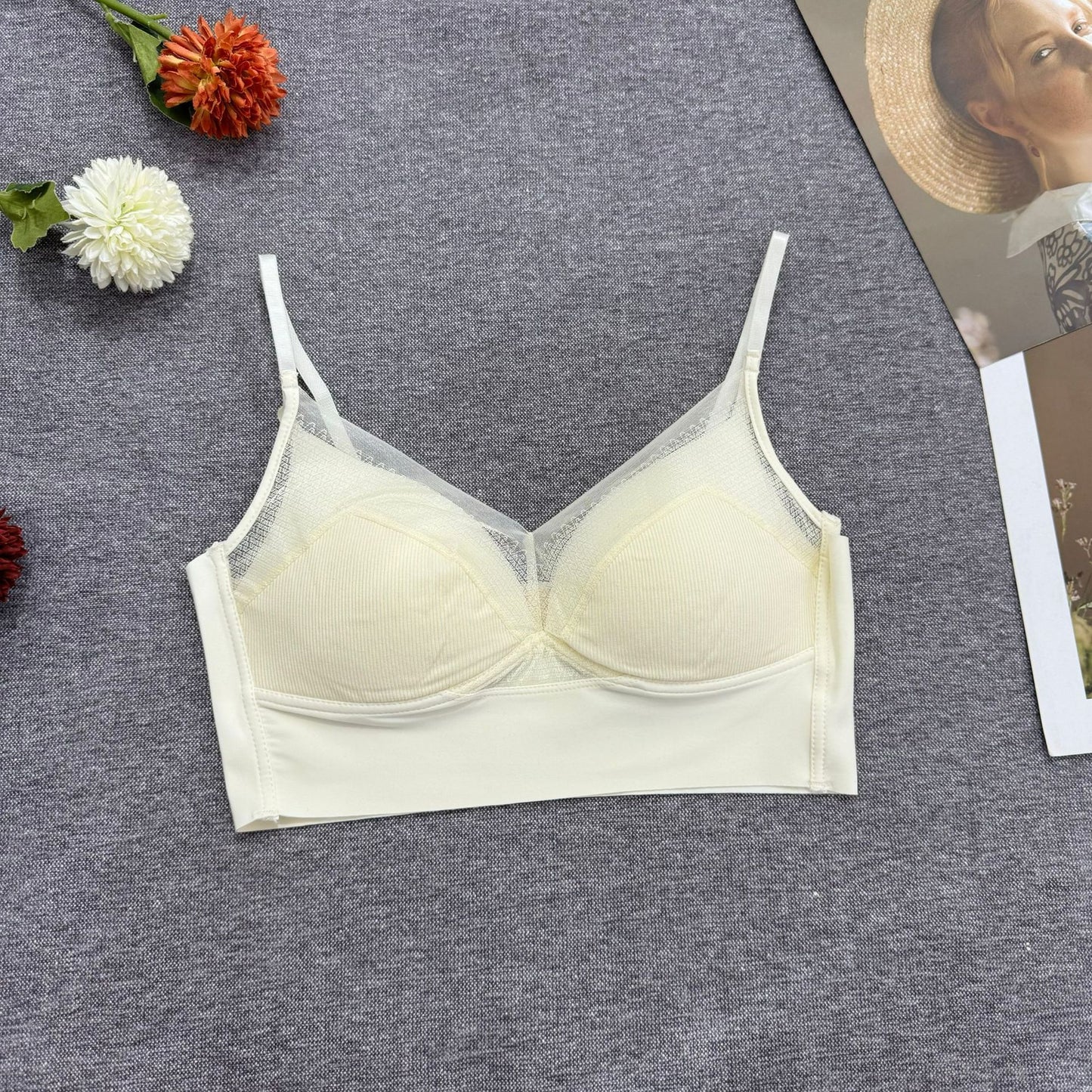 Women's Lace Beautiful Back Fixed Cup Underwear Backless One-piece Push Tanks Camis