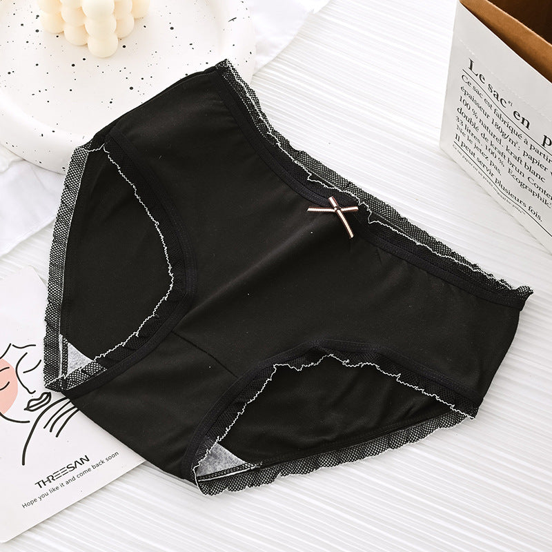 Women's Mid Waist Breathable Underwear Cute Sweet Panties