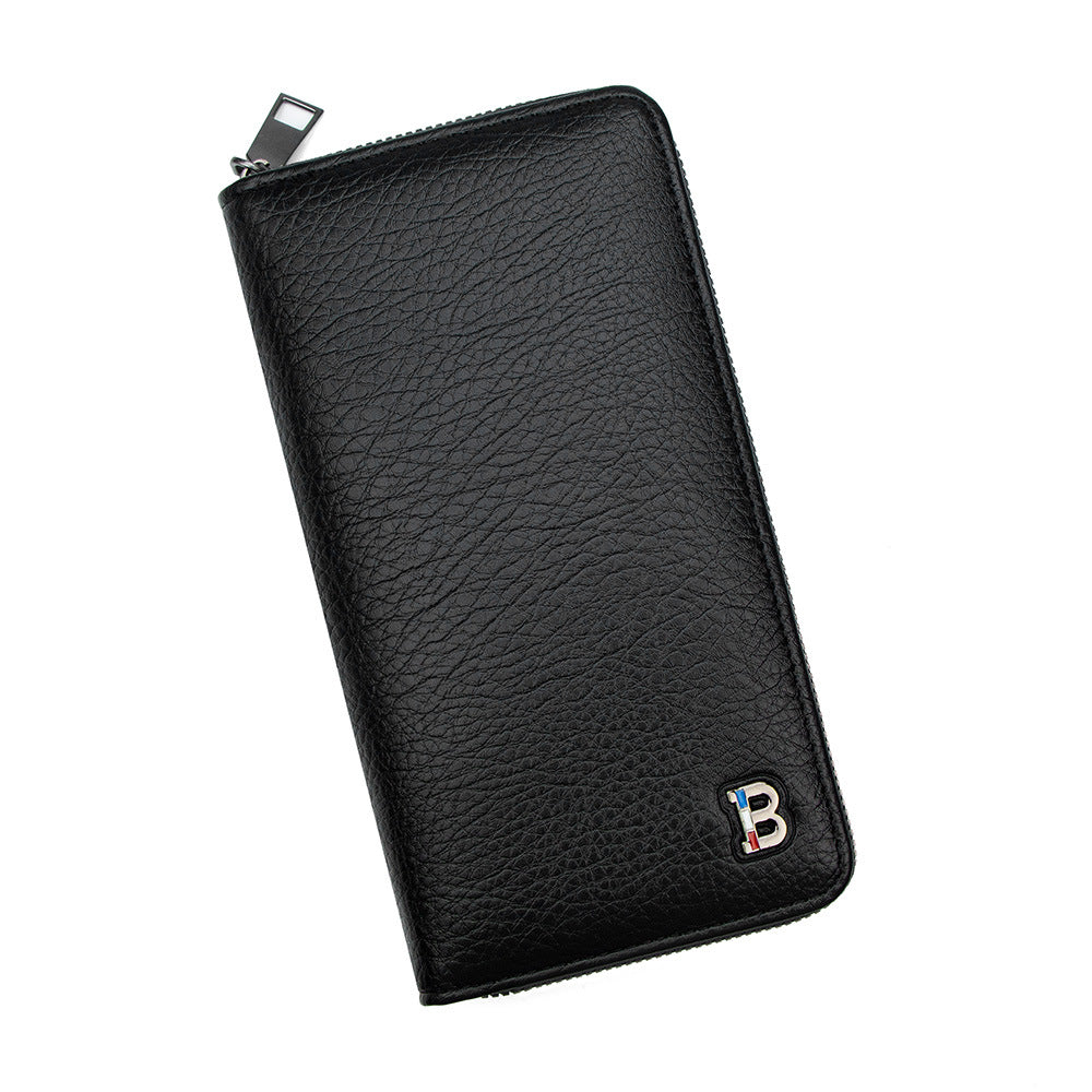 Men's Feel Long Zipper Clutch Multiple Slots Large Capacity Hand-held Men's Wallet