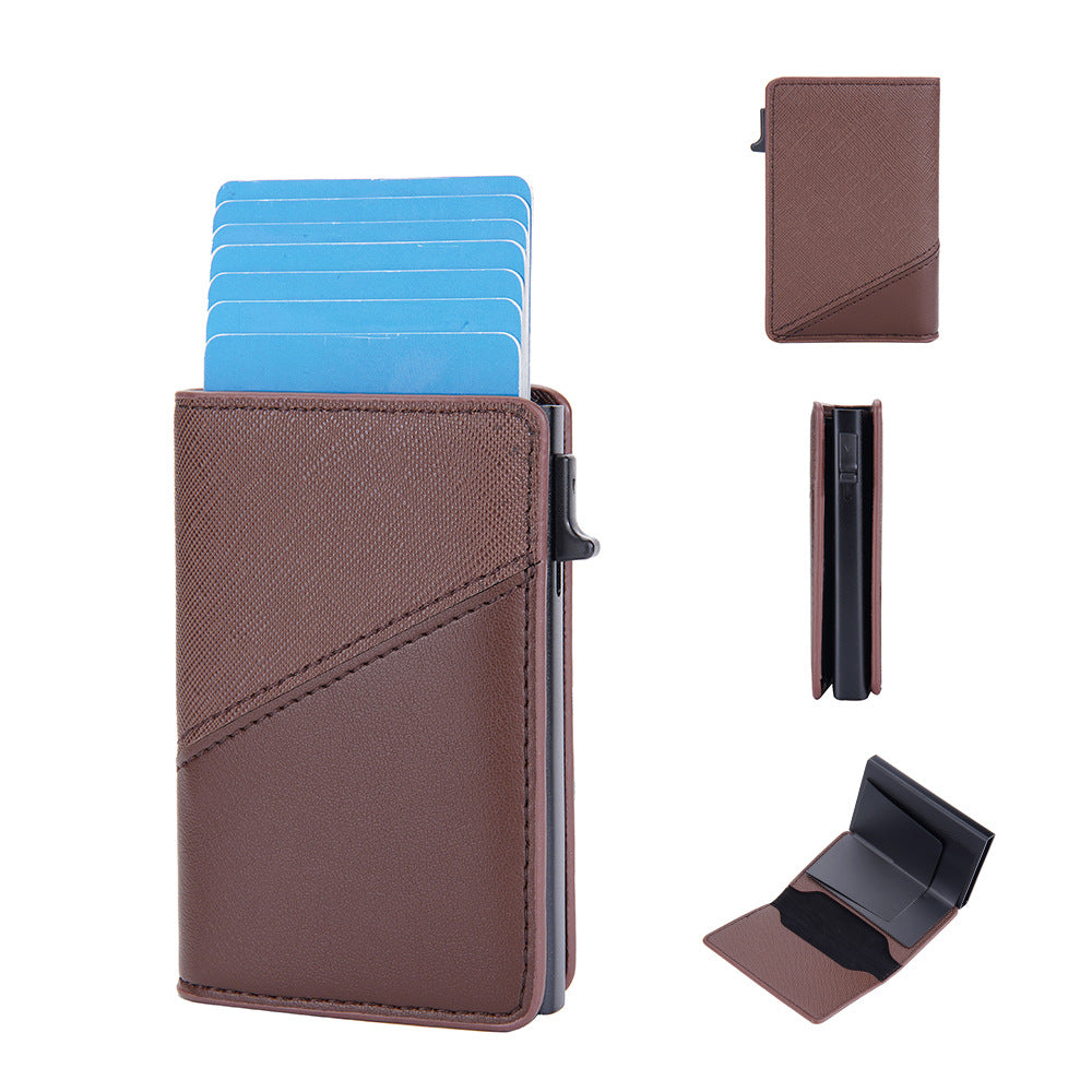 Men's Contrast Color Side Push Aluminum Box Card Holder