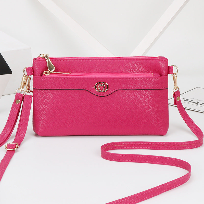 Women's Soft Leather Fashion Clutch Korean Style Small Square Bags