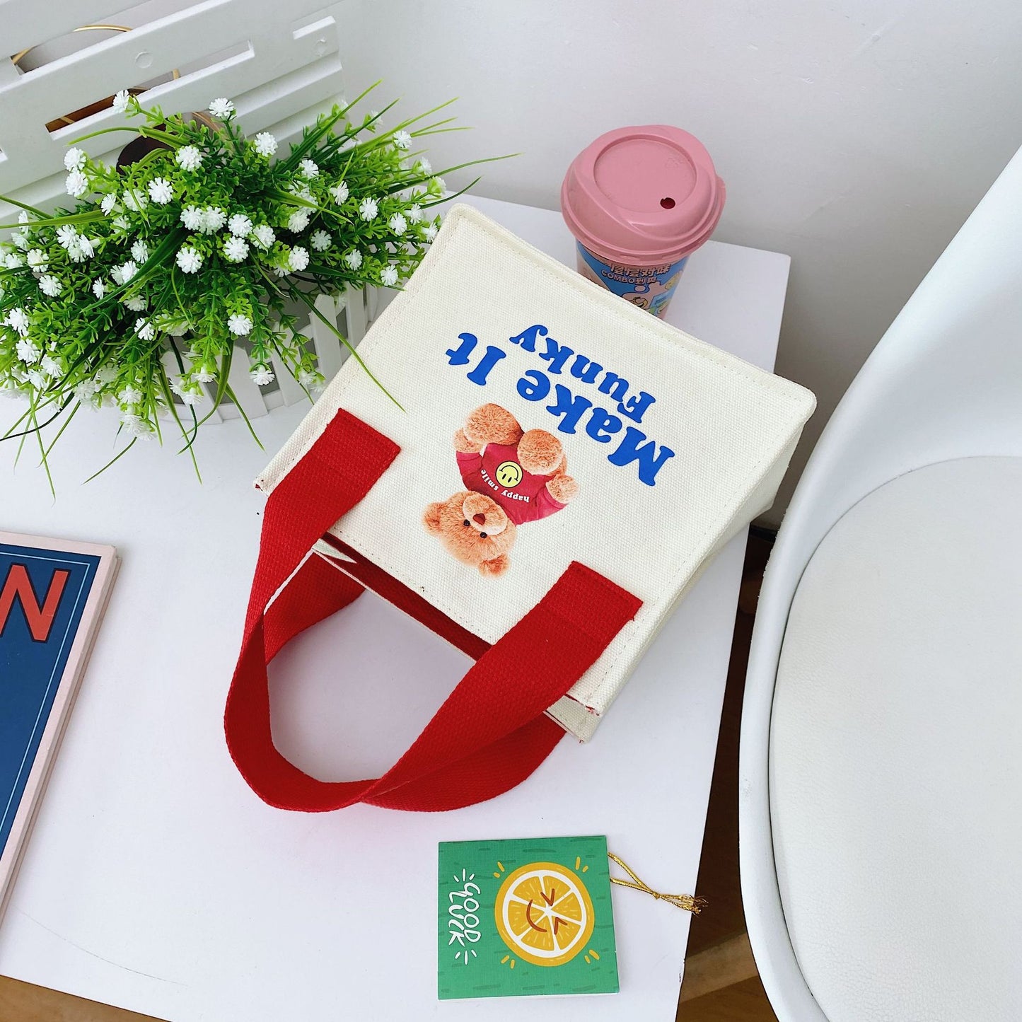 Women's Cartoon Hand-held Large Capacity Shopping Lunch Handbags