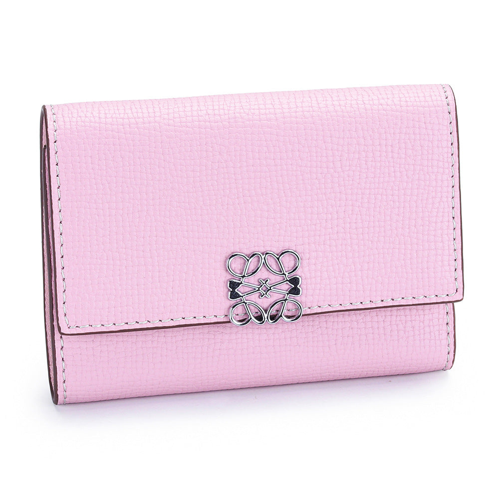 Women's Cowhide Cross Pattern Short Folding Exquisite Ladies Wallet
