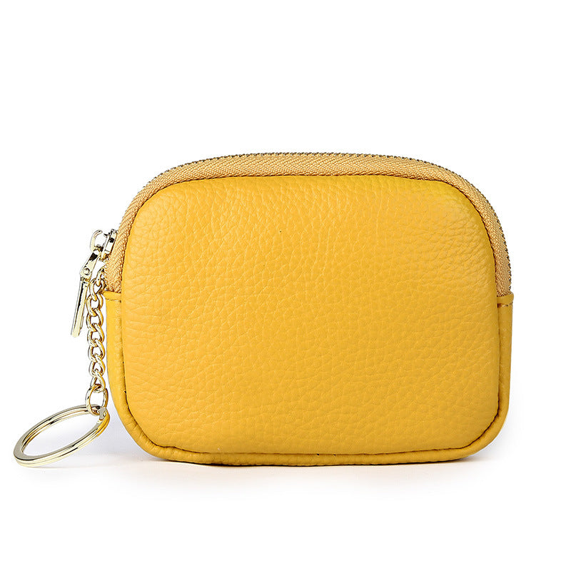 Women's Layer Cowhide Candy Color Storage Mini Coin Purses