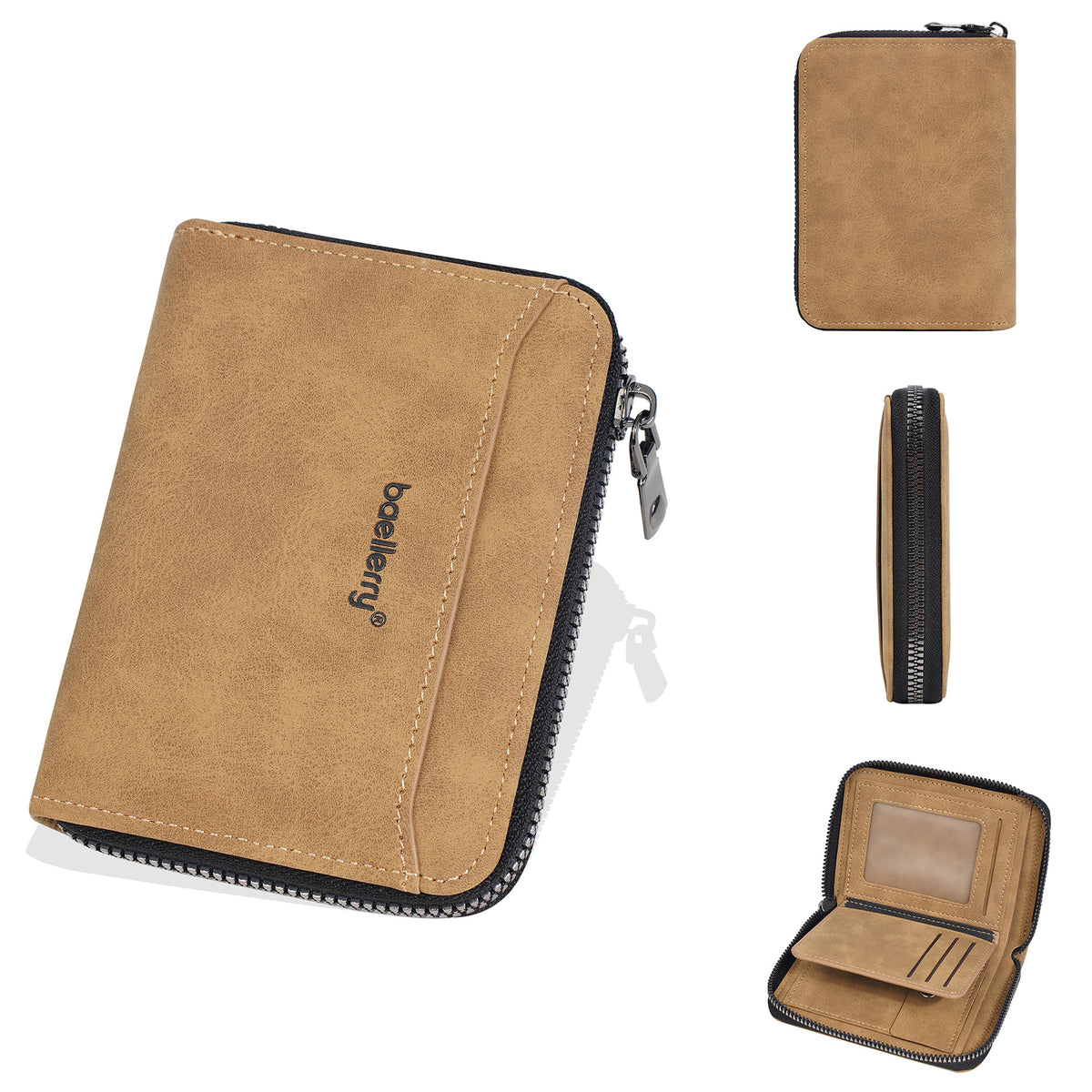 Men's Short High-grade Frosted Zipper Simple Leather Men's Wallet