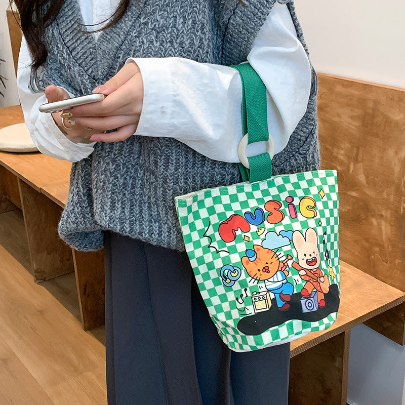 Cartoon Canvas Female Lunch Box Ethnic Handbags