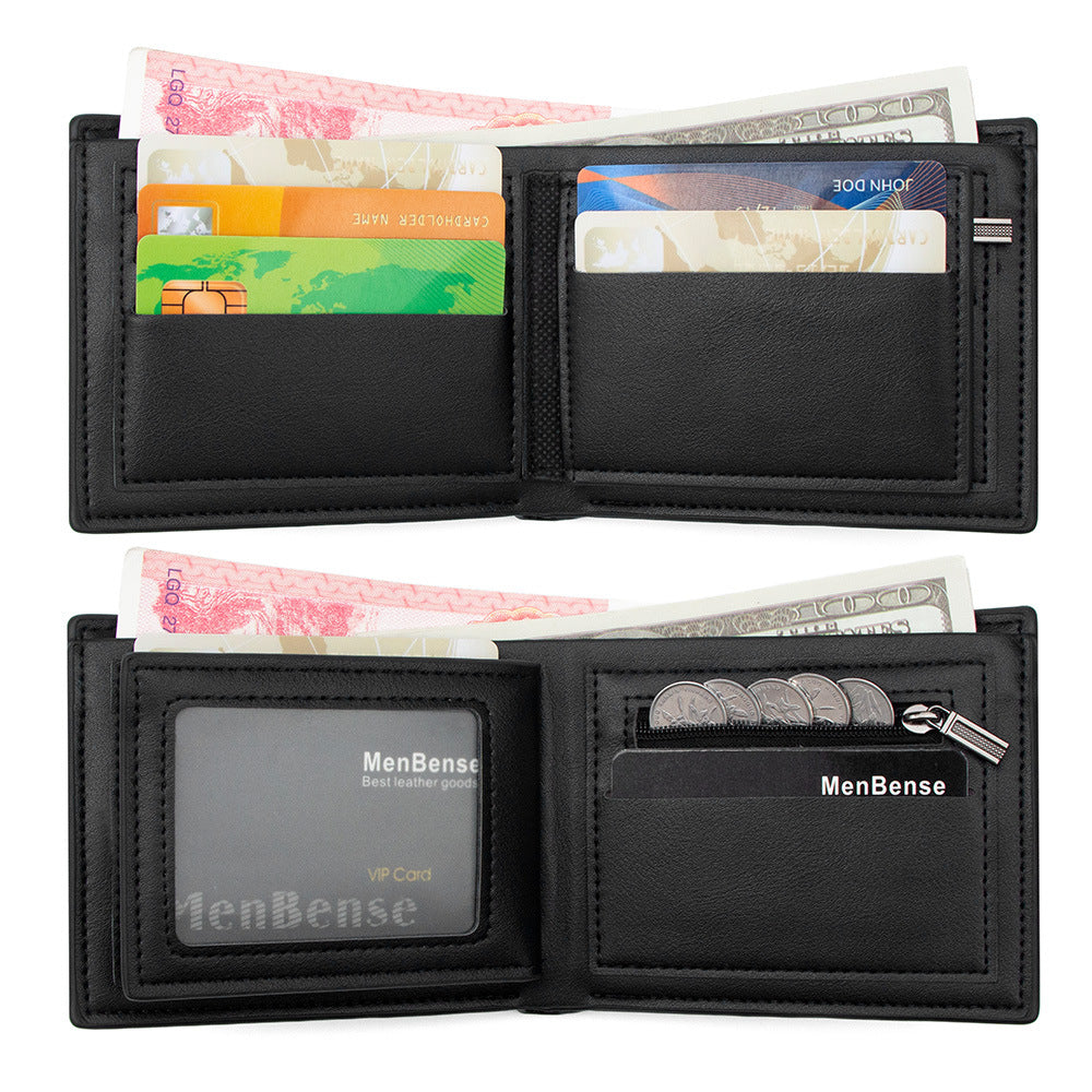 Men's Short Simple Business Multiple Slots Zipper Bags