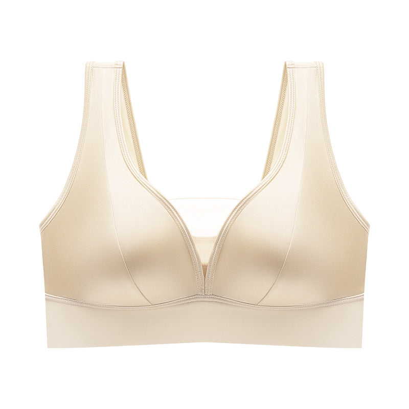 Women's Deep V Wide Shoulder Underwear One-piece Cup Bras