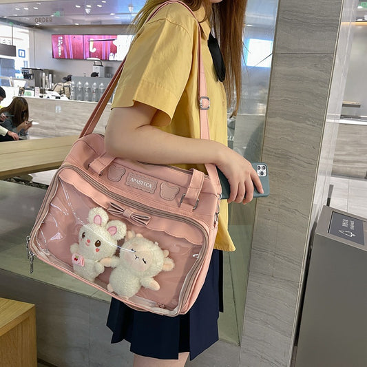 Portable Soft Uniform Cute Bow Transparent Crossbody Bags