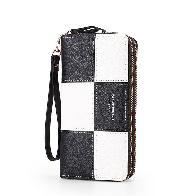 Women's Lady Long Three-color Stitching Simple Zipper Mobile Billfold Phone Bags