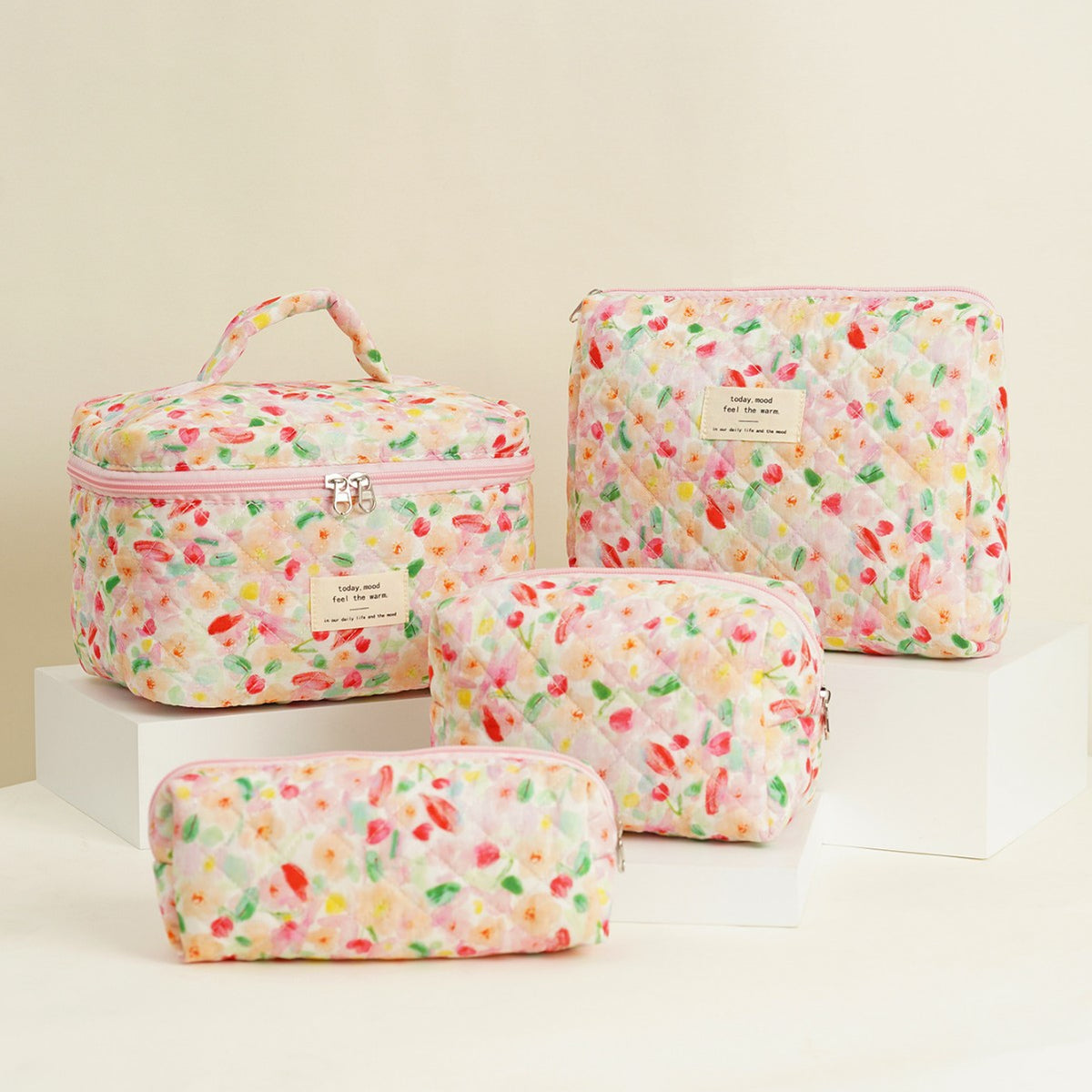 Large Capacity Quilted Floral Storage Portable Bags
