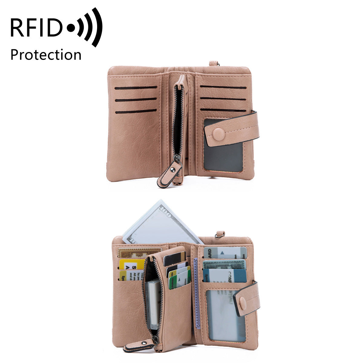 Women's Korean Fashion Zipper Hasp Clutch Coin Purses