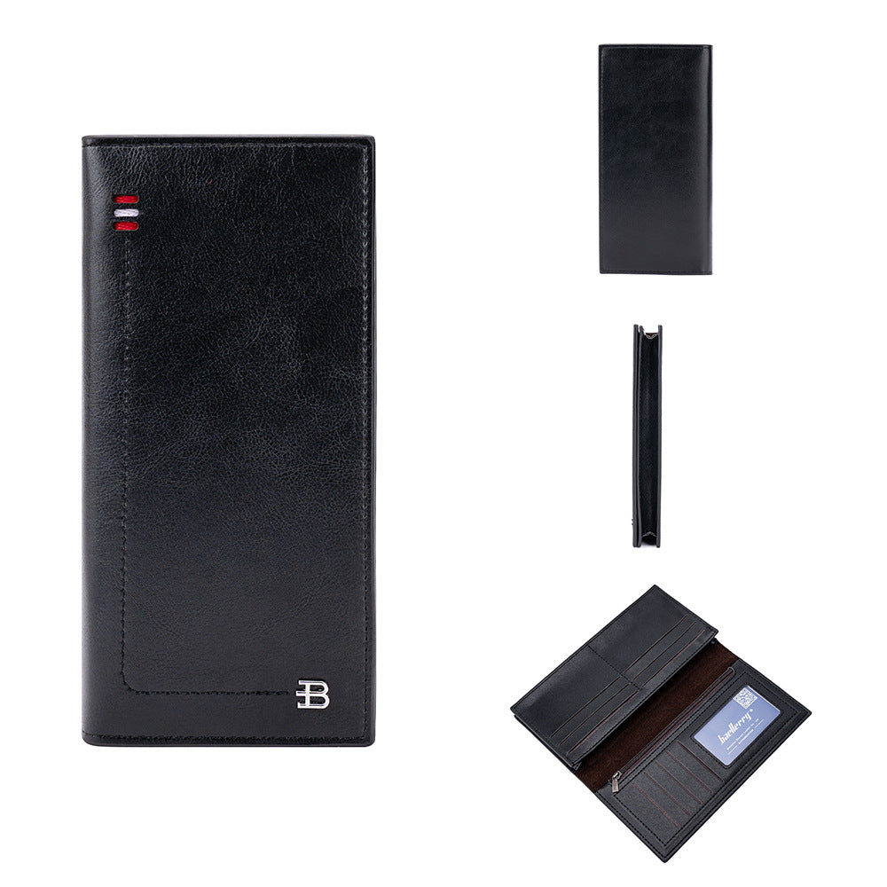 Men's Long Business Multiple Slots Zipper Thin Men's Wallets