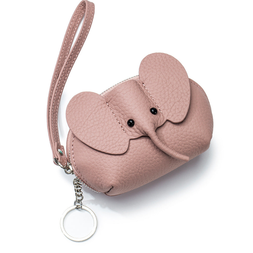 Women's Creative Genuine Leather Elephant First Layer Coin Purses