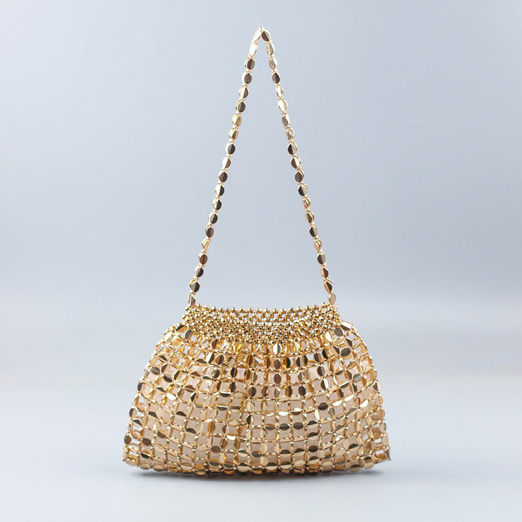 Flat Beads Beaded Weave Large Dumplings Shoulder Bags